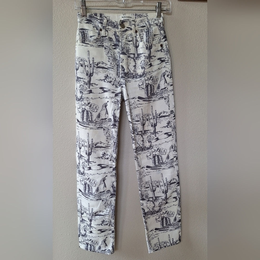 Reformation Oasis High Rise Straight Button/Fly Desert Jeans Womens Size 23